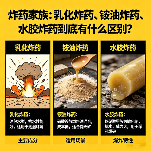九真镇炸药家族:乳化炸药、铵油炸药、水胶炸药到底有什么区别?